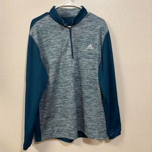 Adidas Men's Heathered Blue Zip-Up Sweater
